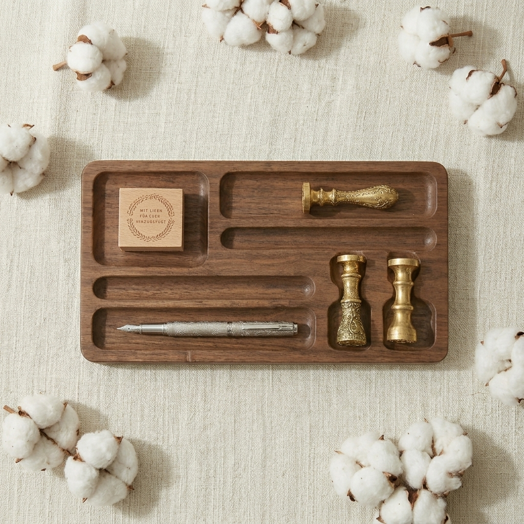 The Heritage Walnut Desk Organizer Tray