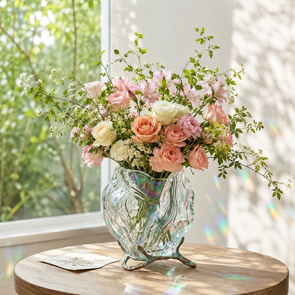 The Aura Wave Iridescent Glass Centerpiece