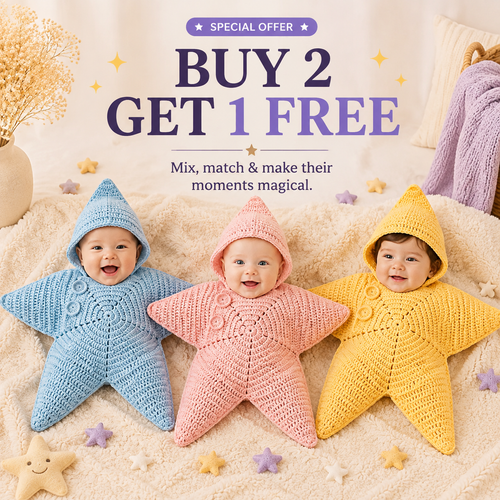 BUY 2 GET 1 🌟 Little Star Crochet Baby Keepsake Suit