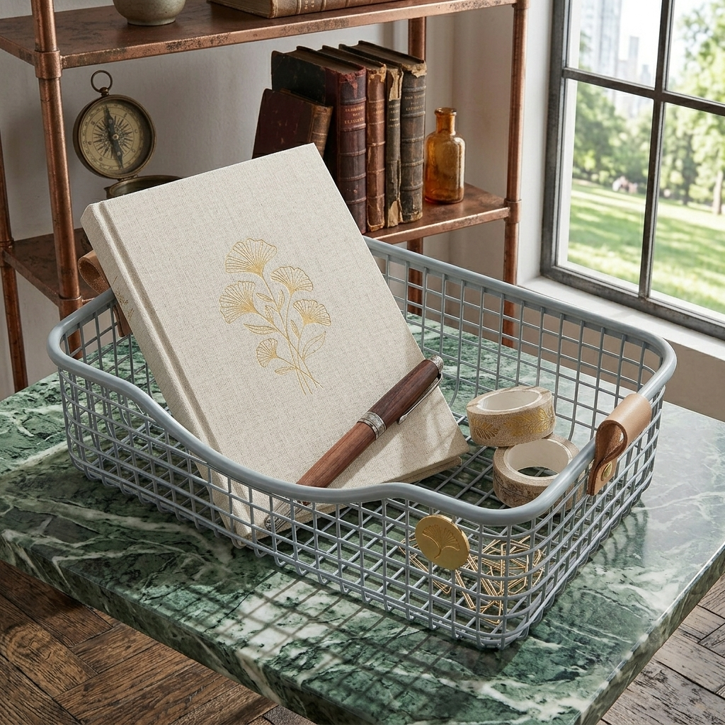 The Ginkgo Crest: Wavy Wire Organizer Basket