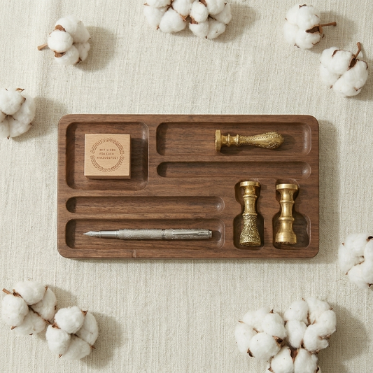 The Heritage Walnut Desk Organizer Tray