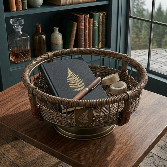 The Fern Crest: Pedestal Woven Desk Bowl