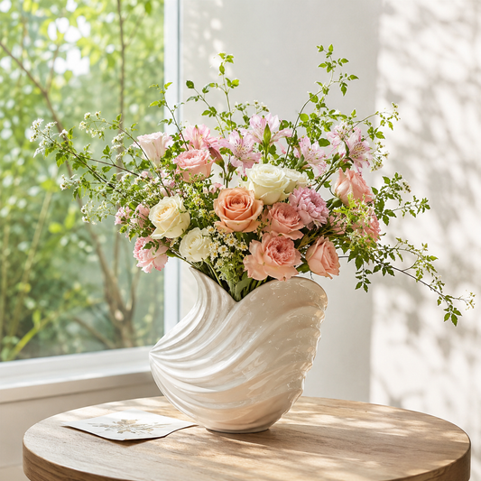 Ivory Seashell Bloom Vase
